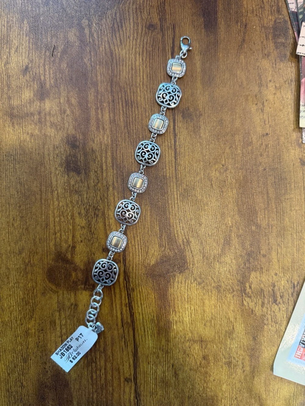 Brighton Shadow Play Silver-Tone Filigree Bracelet with Champagne Accents